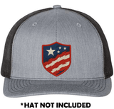 Embroidered American Flag Shield UV Printed Hat Patch - Soda City Hat Co