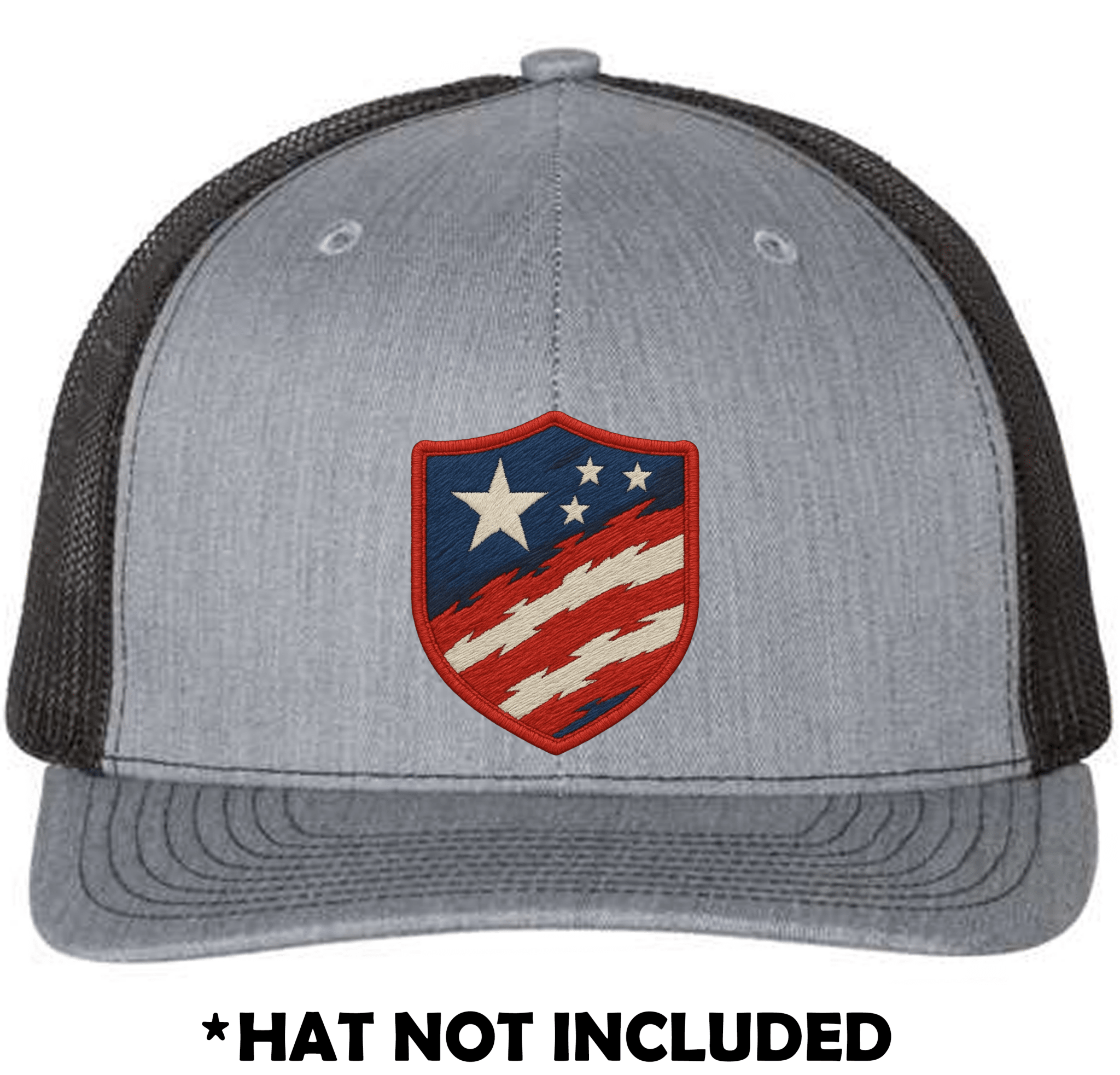 Embroidered American Flag Shield UV Printed Hat Patch - Soda City Hat Co