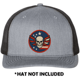 Embroidered Skull USA UV Printed Hat Patch - Soda City Hat Co