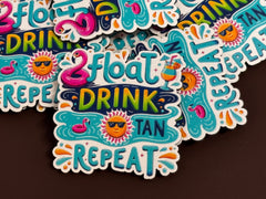 Float, Drink, Tan, Repeat UV Printed Patches - Soda City Hat Co