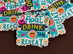 Float, Drink, Tan, Repeat UV Printed Patches - Soda City Hat Co