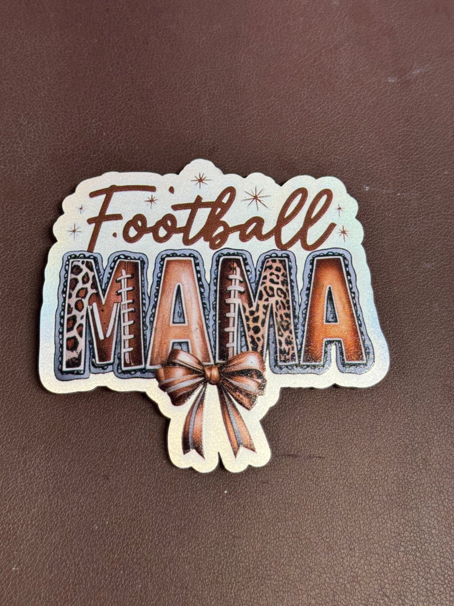 Football Mama Bow UV Printed Hat Patch - Soda City Hat Co
