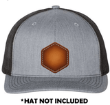 Hexagon Airbrushed Leather UV Printed Hat Patch - Soda City Hat Co
