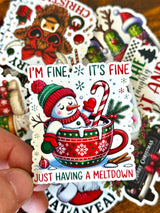I'm Fine, It's Fine - Just Having A Meltdown UV Printed Hat Patch - Soda City Hat Co