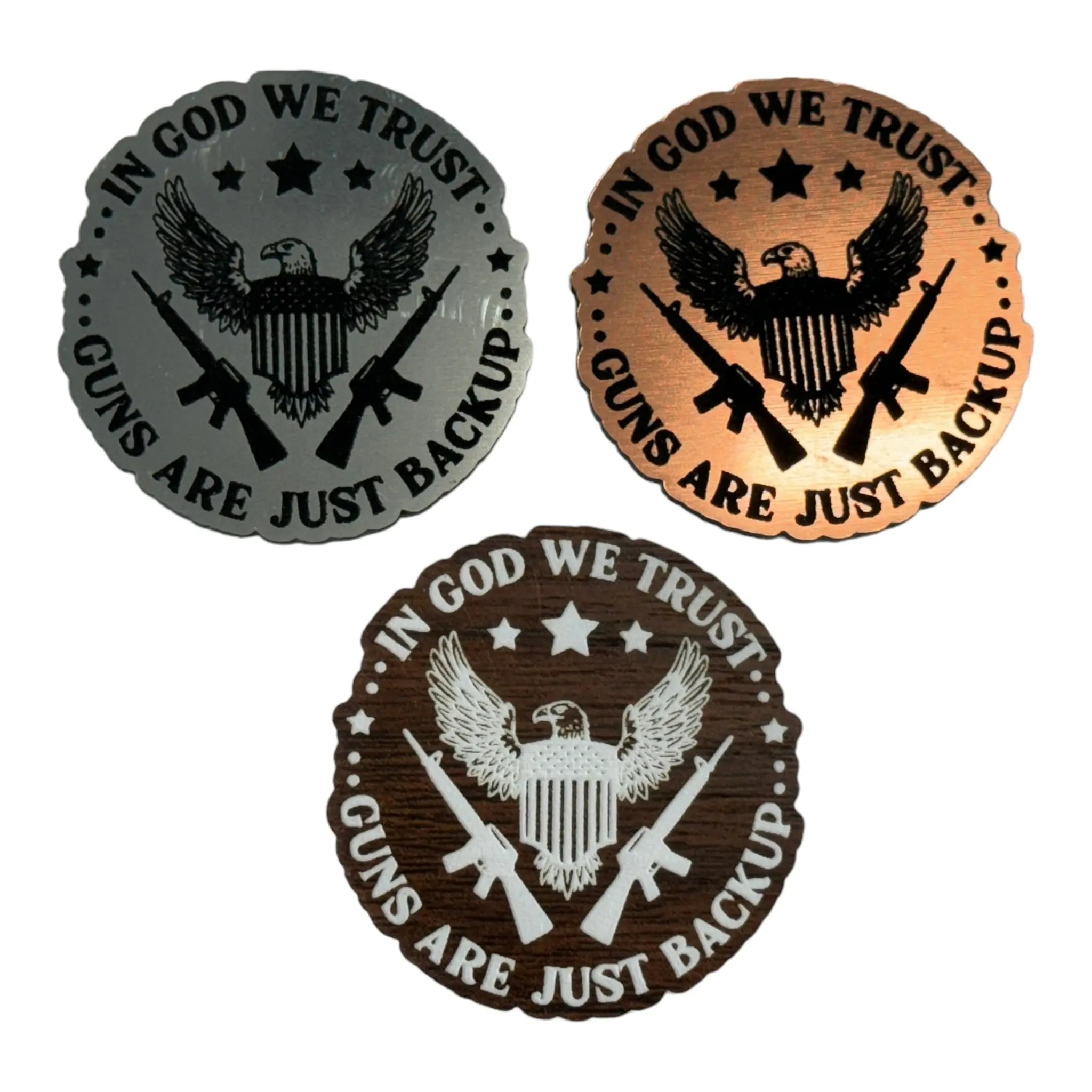 In God We Trust - Guns Are Backup Acrylic Patch - Custom Patches - Soda City Hat Co