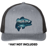 Jumping Fish - Lake & Mountains Scene UV Printed Hat Patch - Soda City Hat Co