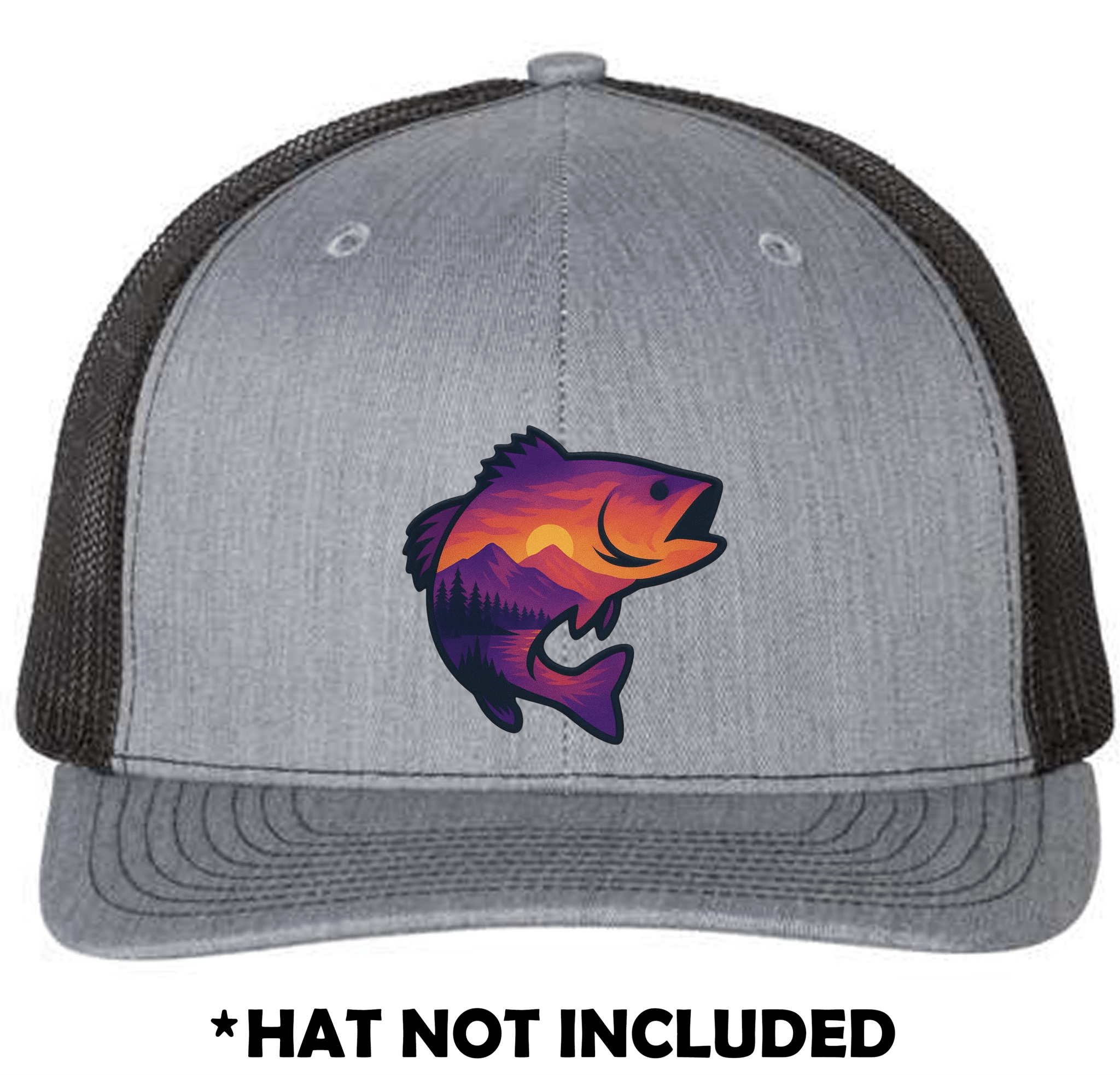Jumping Fish Mountain Sunset Scene UV Printed Hat Patch - Soda City Hat Co