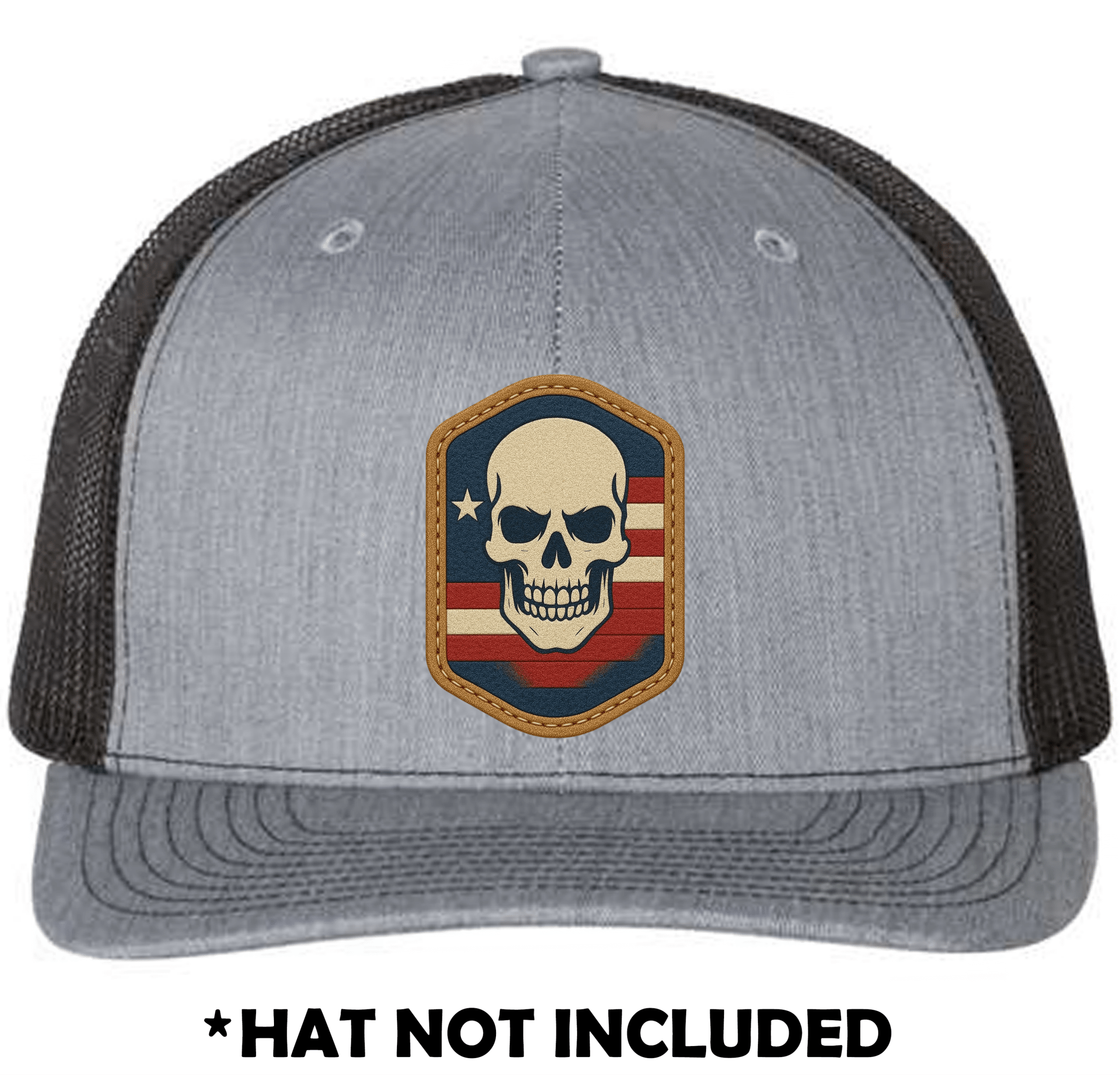 Leather Skull USA UV Printed Hat Patch - Soda City Hat Co