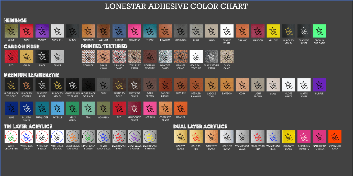 Lonestar Adhesive Color Chart - Digital Download - Soda City Hat Co