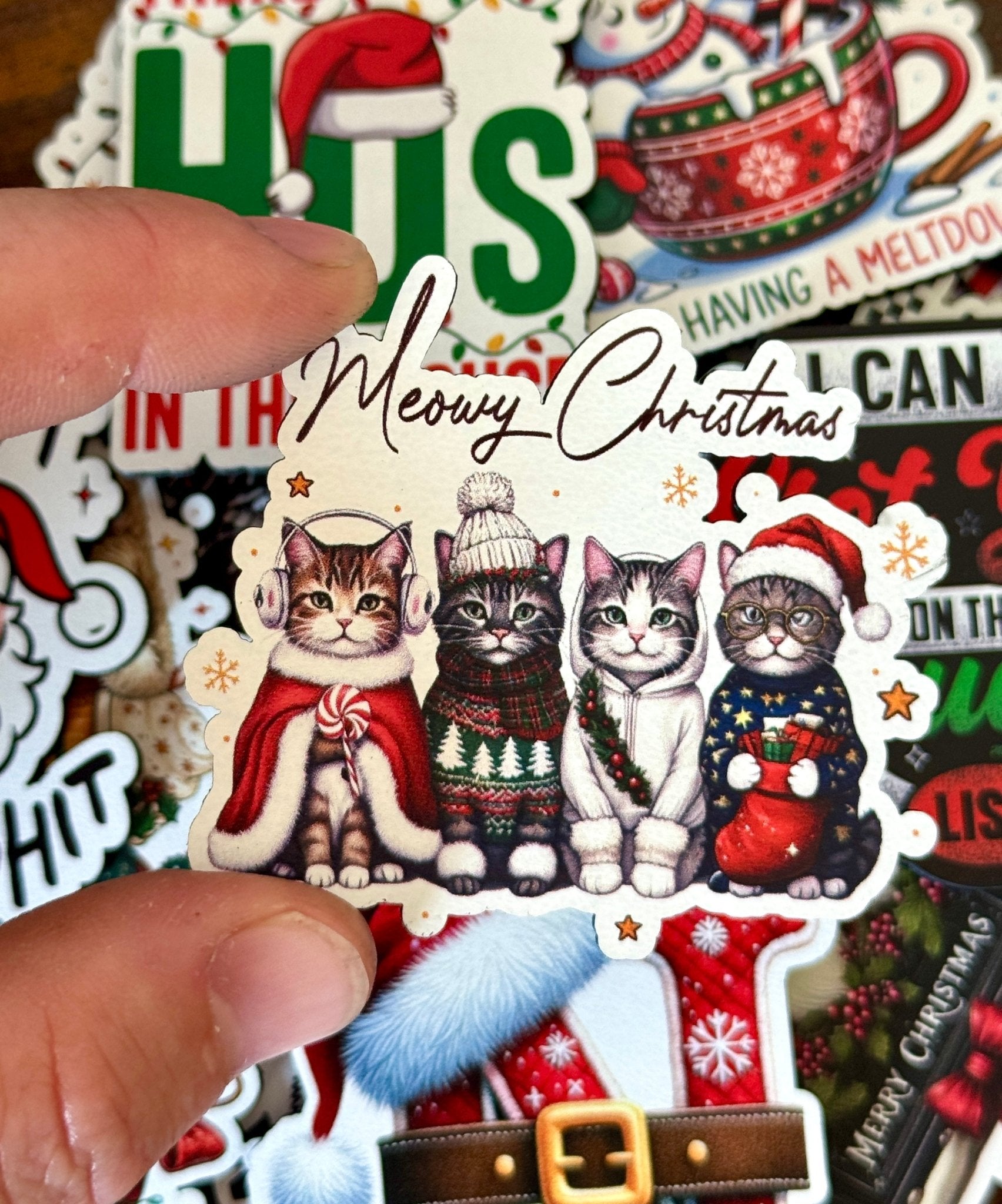 Meowy Christmas UV Printed Hat Patch - Soda City Hat Co