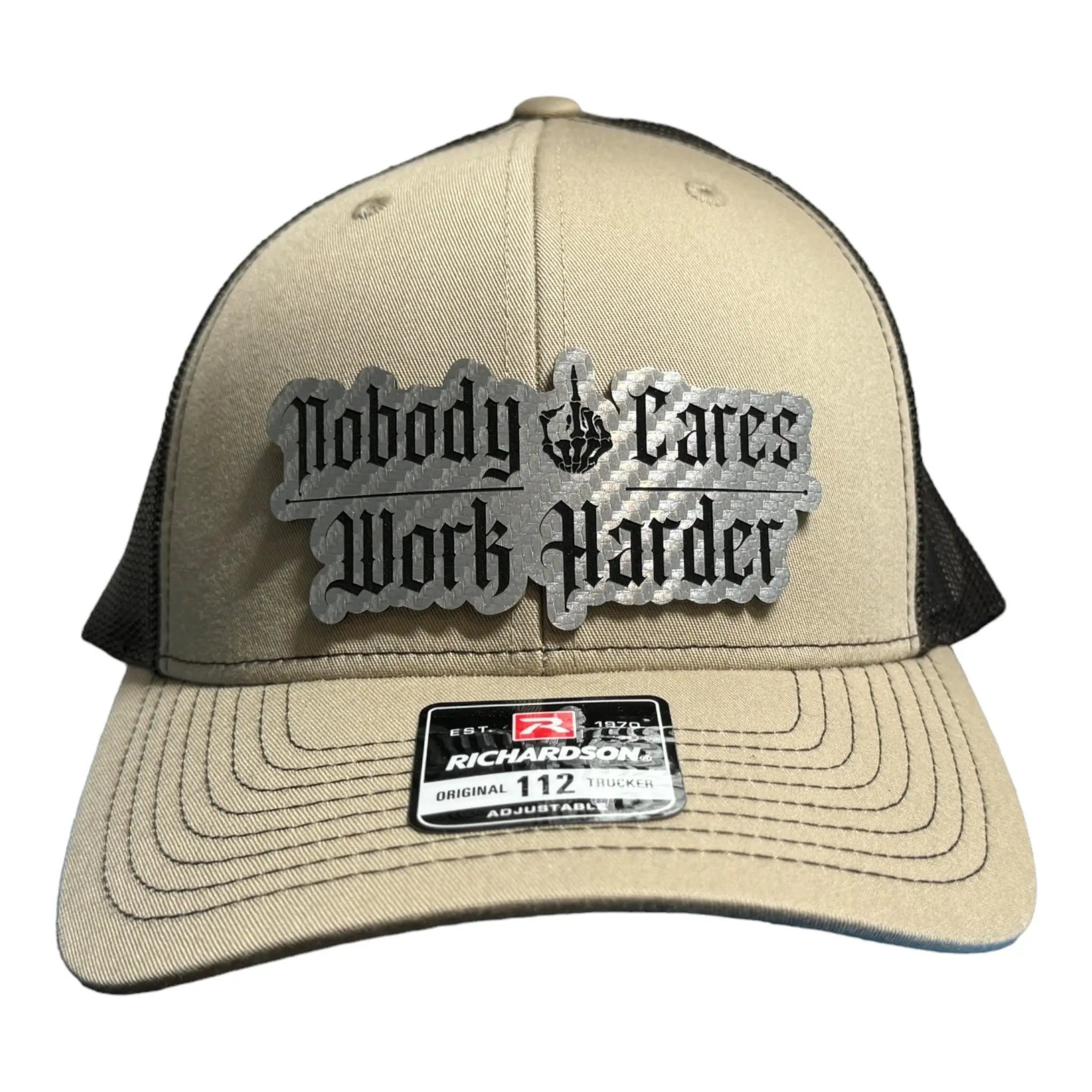 Nobody Cares/Work Harder Acrylic Patch - Custom Patches - Soda City Hat Co