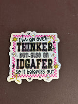 Over Thinker & IDGAFER UV Printed Hat Patch - Soda City Hat Co