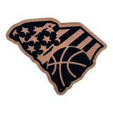 SC American Flag Basketball leatherette Patch - Custom Patches - Soda City Hat Co