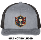 Skull with Wings USA Hexagon UV Printed Hat Patch - Soda City Hat Co