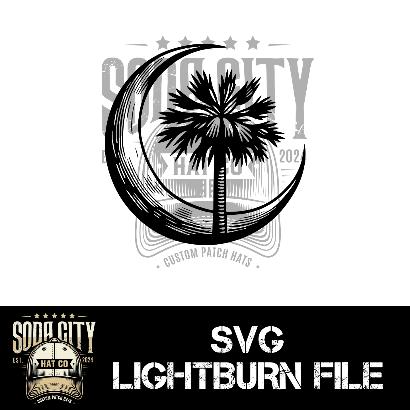 South Carolina Palmetto Tree & Moon SVG - Soda City Hat Co