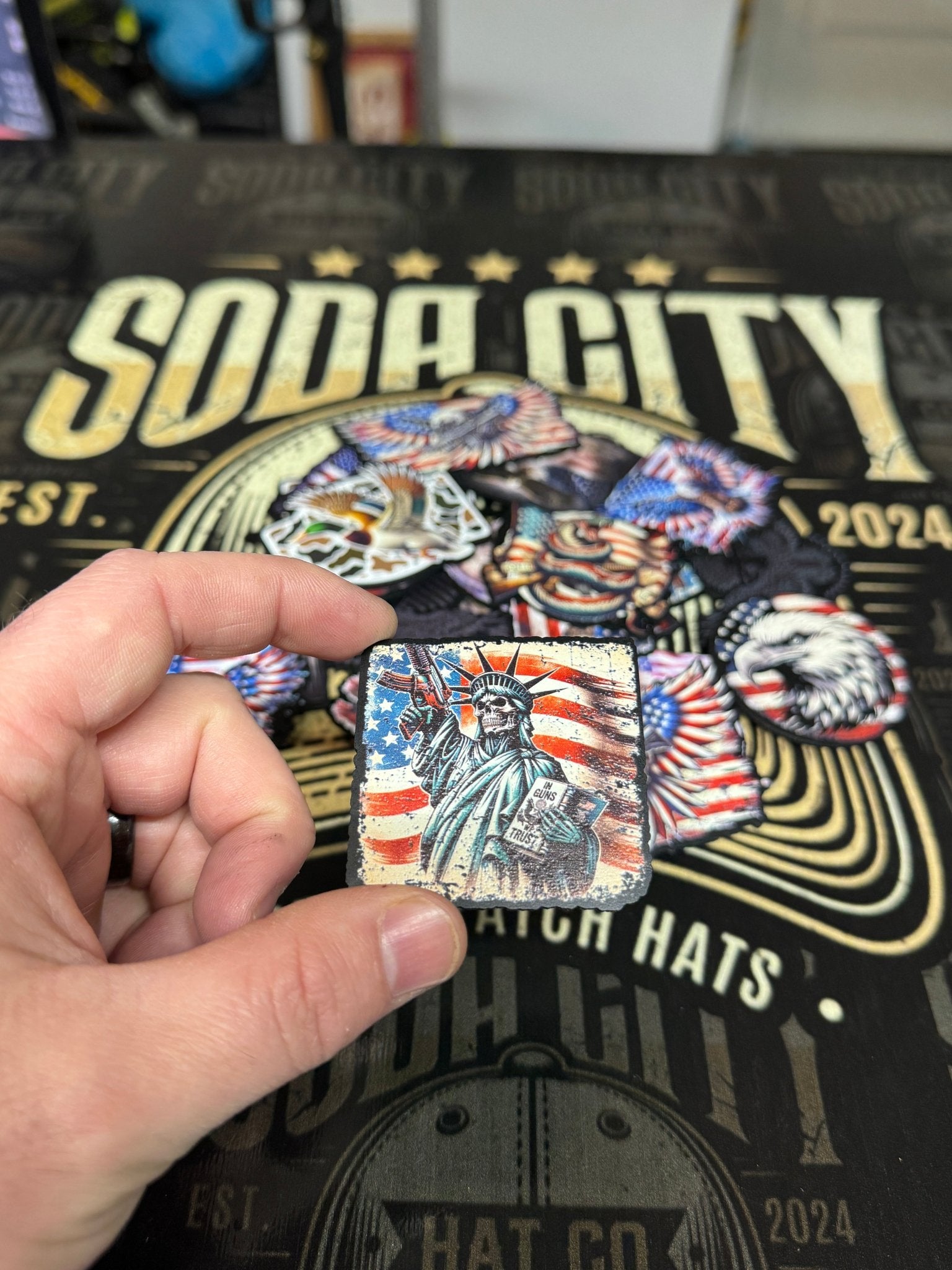 Statue - American Flag UV Printed Patches - Soda City Hat Co