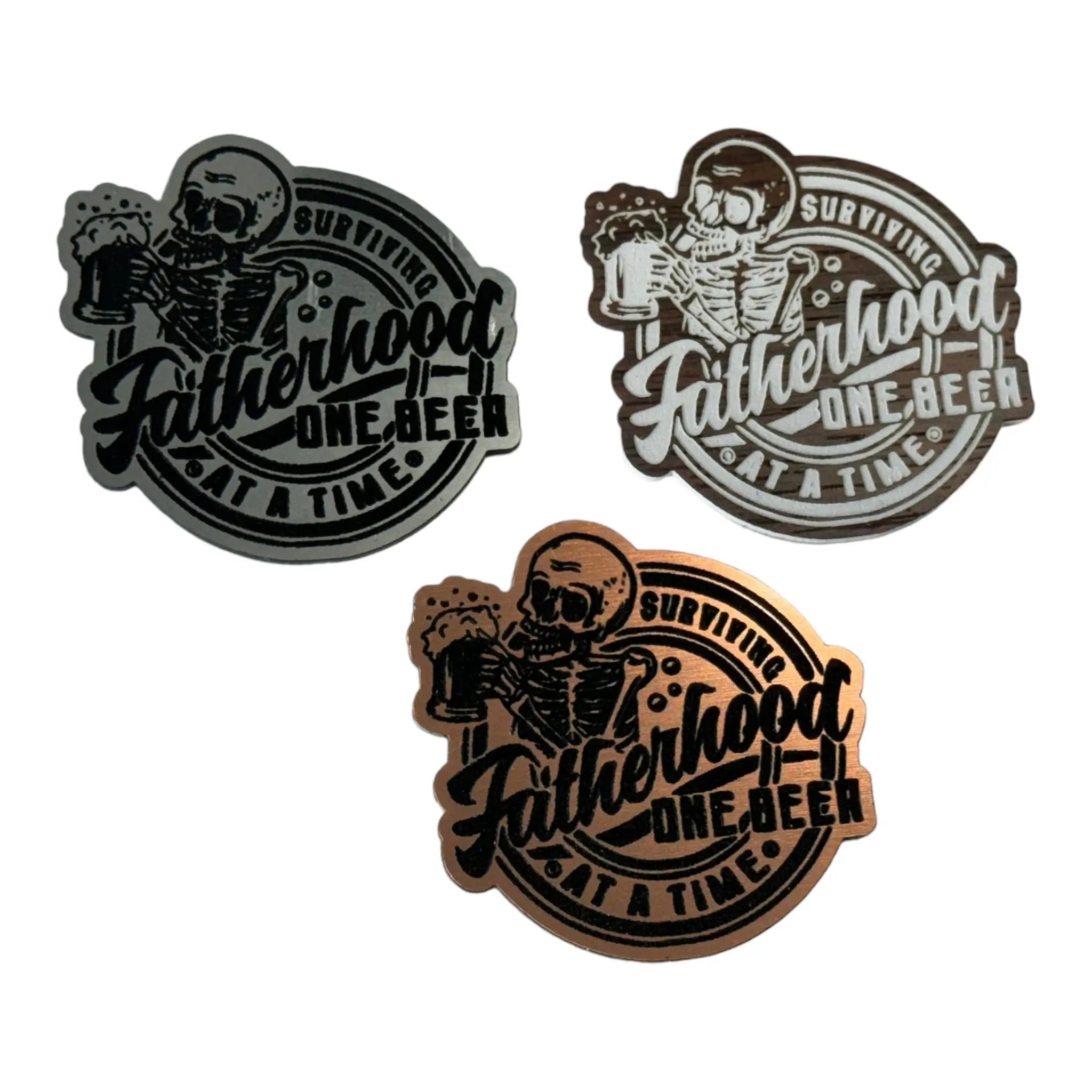 Surviving Fatherhood - 1 Beer At A Time leatherette Patch - Custom Patches - Soda City Hat Co