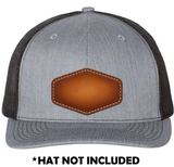 Wide Hexagon Airbrushed Leather UV Printed Hat Patch - Soda City Hat Co